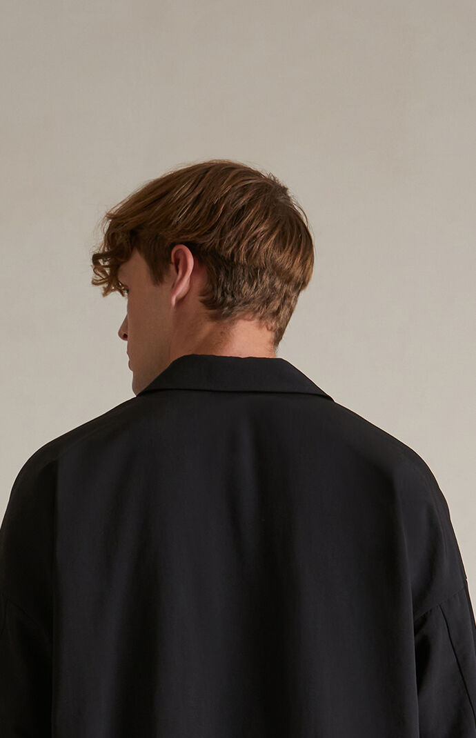 Fear of God Essentials Black Recycled Nylon Trench Coat