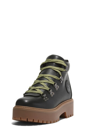 Women's Black Nubuck Stone Street Mid Lace-Up Boots image number 9