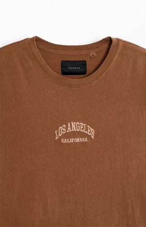 Brown Los Angeles Embroidered Vintage Wash T-Shirt image number 2