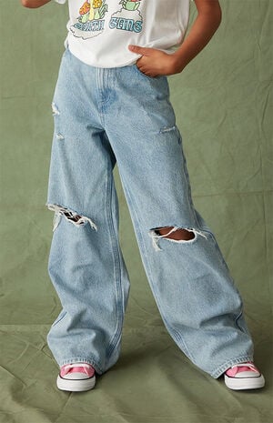 Eco Light Blue Ripped Baggy Jeans Eco Light Blue Ripped Baggy Jeans image number 2