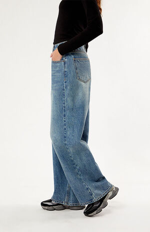 Medium Indigo Kit Wide Leg Baggy Jeans image number 3