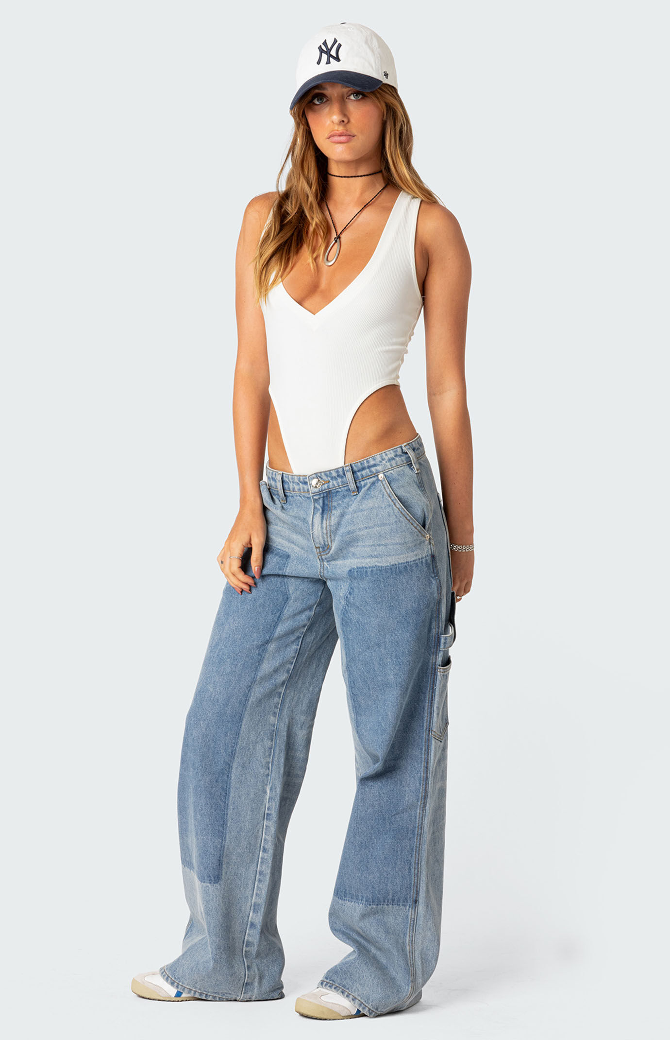 Edikted High Cut Ribbed V Neck Bodysuit | Pacsun