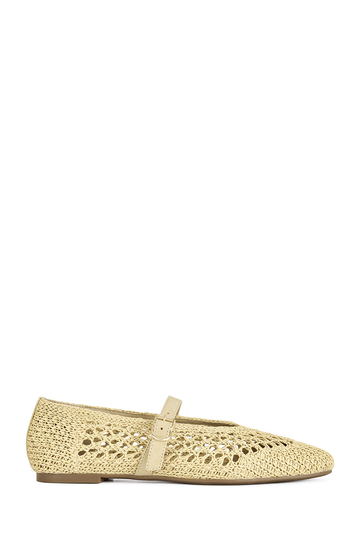 AZALEA WANG Women's Kalenna Beige Woven Ballet Flats