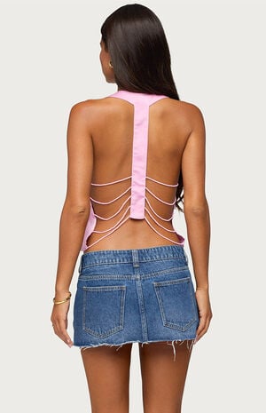 Satin Backless Bead Chain Top image number 3