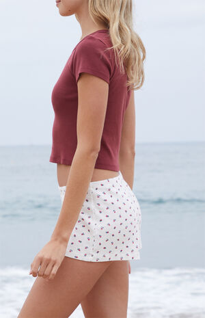 Burgundy Ashlyn Cropped T-Shirt image number 3
