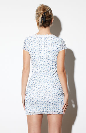 Short Sleeve Lace Trim Mesh Mini Dress image number 3