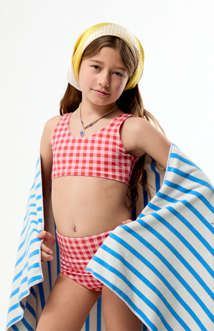 Pacsun Kids Red Checkered Tank & High Waisted Bikini Set