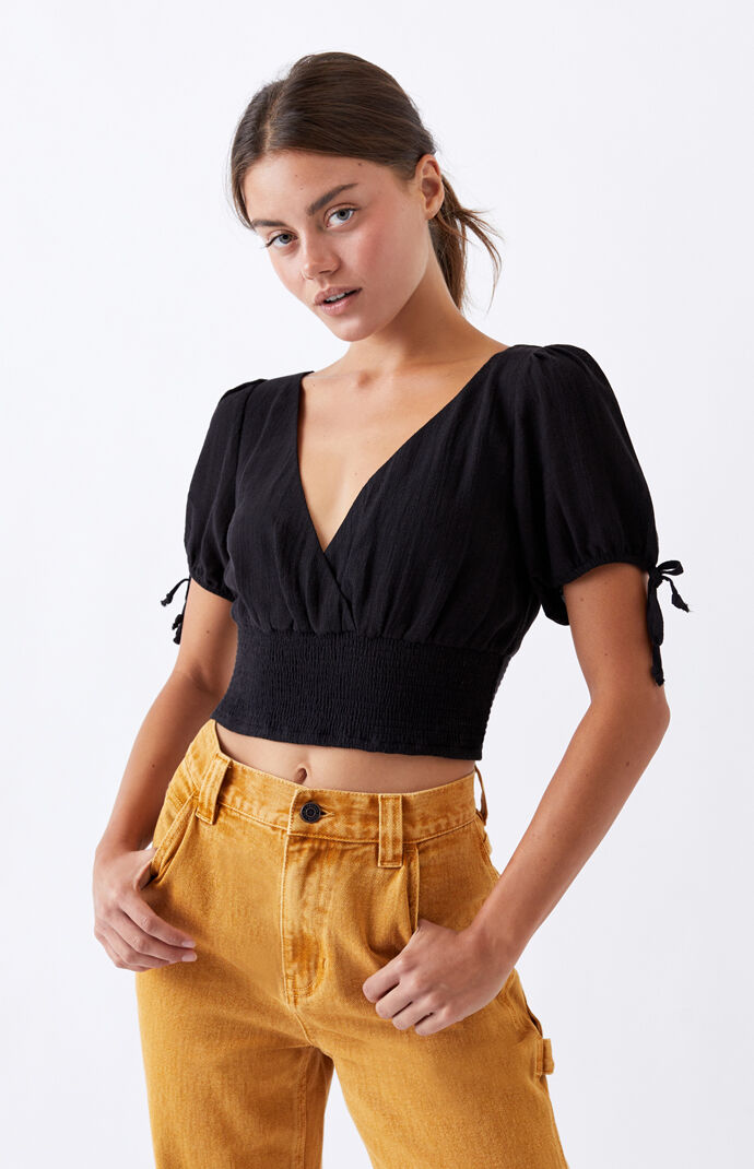 Smocked Surplice Top