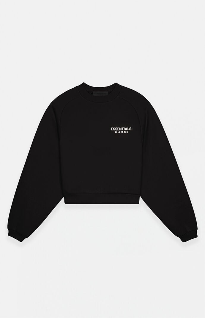 Essentials black crewneck pullover sweatshir shop