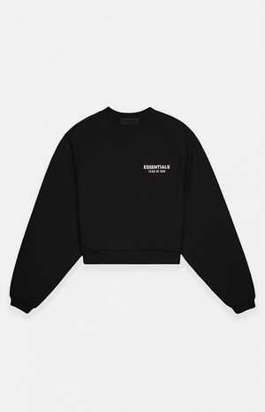 Women's Black Fleece Cropped Crew Neck Sweatshirt image number 1