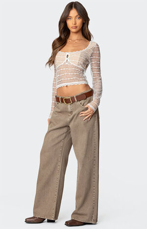 Heart and Bow Sheer Lace Top image number 4