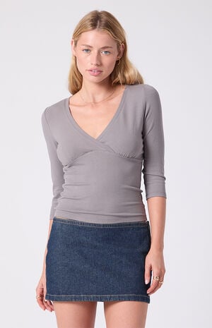 Piper Stretch Dark Blue Jean Micro Mini Skort image number 2