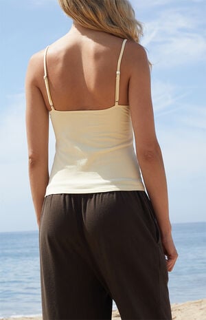 Yellow Tiffany Bow Lettuce Edge Tank Top image number 4