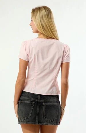 Claire Short Sleeve Button Front Top image number 4