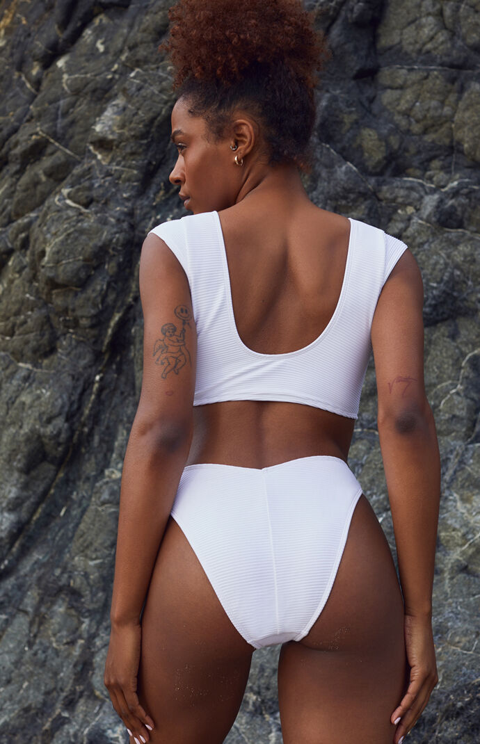 White Crystal Cheeky Bikini Bottom