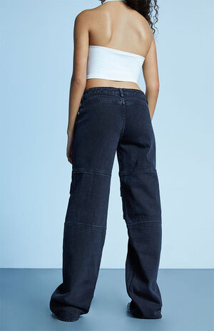 Black Low Rise Utility Cargo Pants image number 4