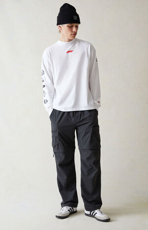 Performance Black Baggy Zip Off Cargo Pants image number 2