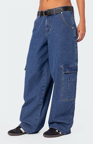 Super Oversized Belted Boyfriend Jeans image number 4