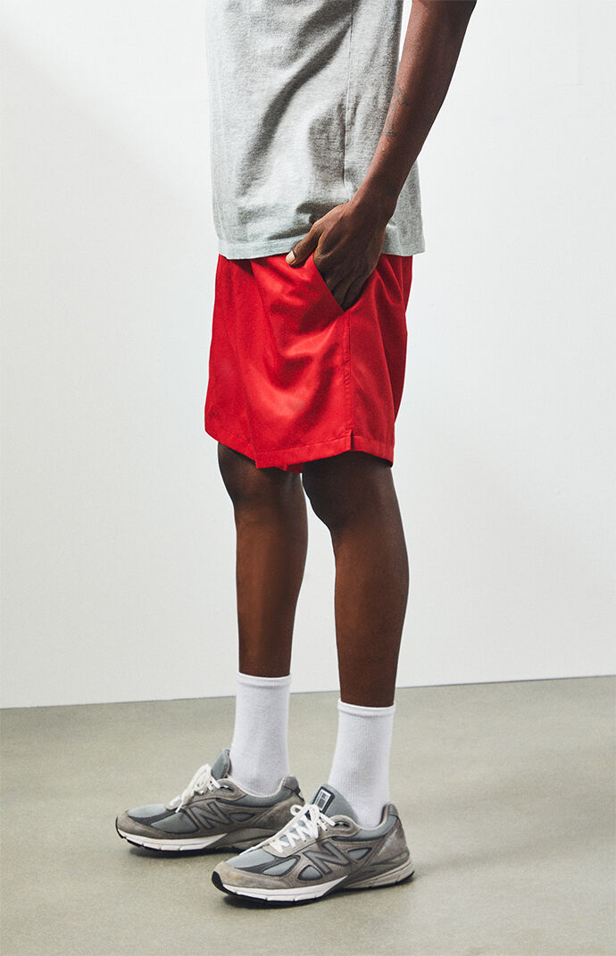 pacsun red nylon volley shorts
