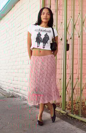 Red Floral Midi Skirt image number 1