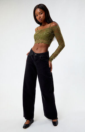Sheer Woven Lace Long Sleeve Top image number 2