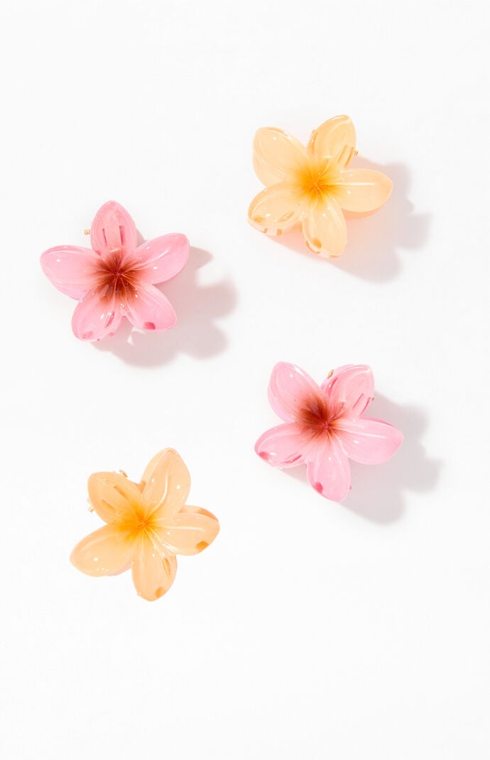 LA Hearts 4 Pack Mini Plumeria Hair Claw Clips