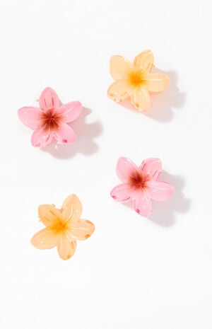 4 Pack Mini Plumeria Hair Claw Clips image number 1