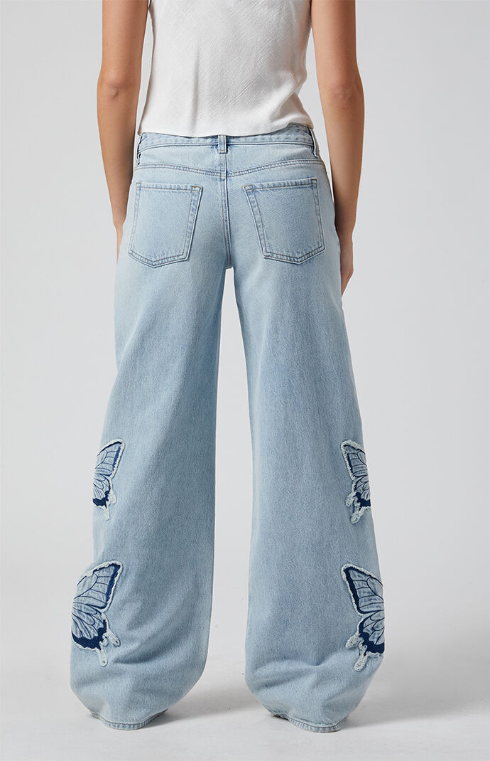 Pacsun Casey Low Rise Baggy Jeans Butterfly Light Indigo