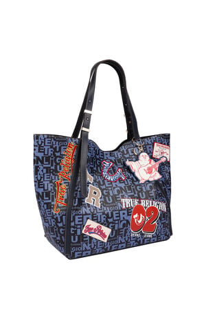 Navy Multi Patch Graphic Tote Bag image number 2