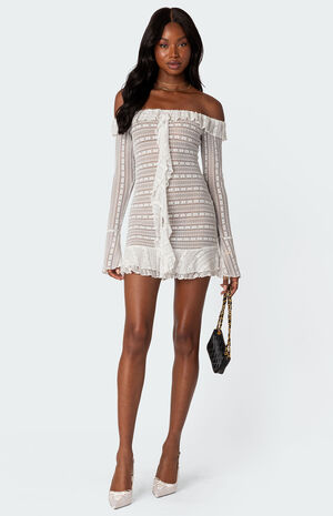 Textured Sheer Lace Mini Dress image number 2