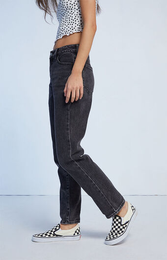 Pacsun Black Mom Jeans Pacsun Jeans minnim mom jeans gray a minimalistic dark gray shade makes these womens jeans irreplaceable in a modern wardrobe. pacsun black mom jeans