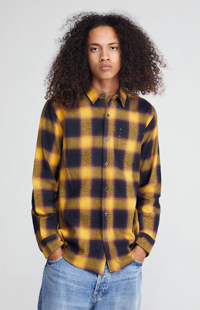 Black and yellow plaid shirt mens clearance