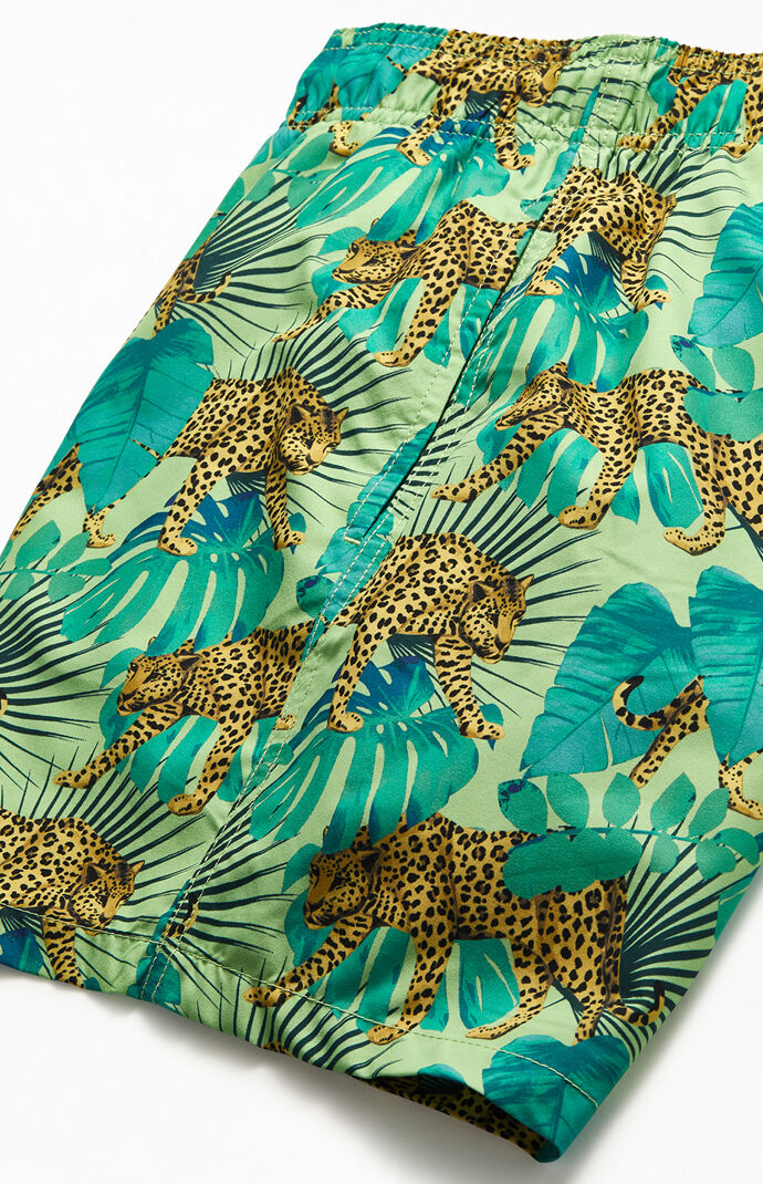 Leopard Palm 17" Swim Trunks