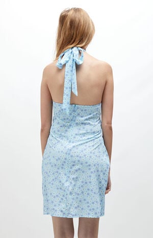 Blue Halter Neck Mini Dress image number 3
