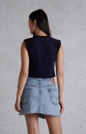Asymmetrical Low-Rise Denim Skirt image number 5