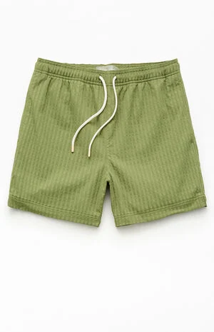 Green Hudson Striped 5.5" Swim Trunks image number 1