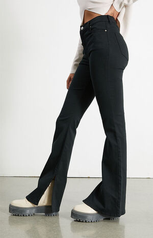 Black High Waisted Slim Flare Jeans image number 3