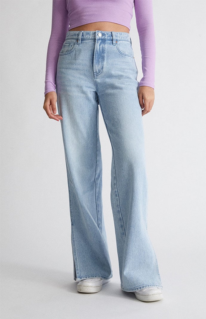 Pacsun Light Blue Slit Baggy Jeans | PacSun
