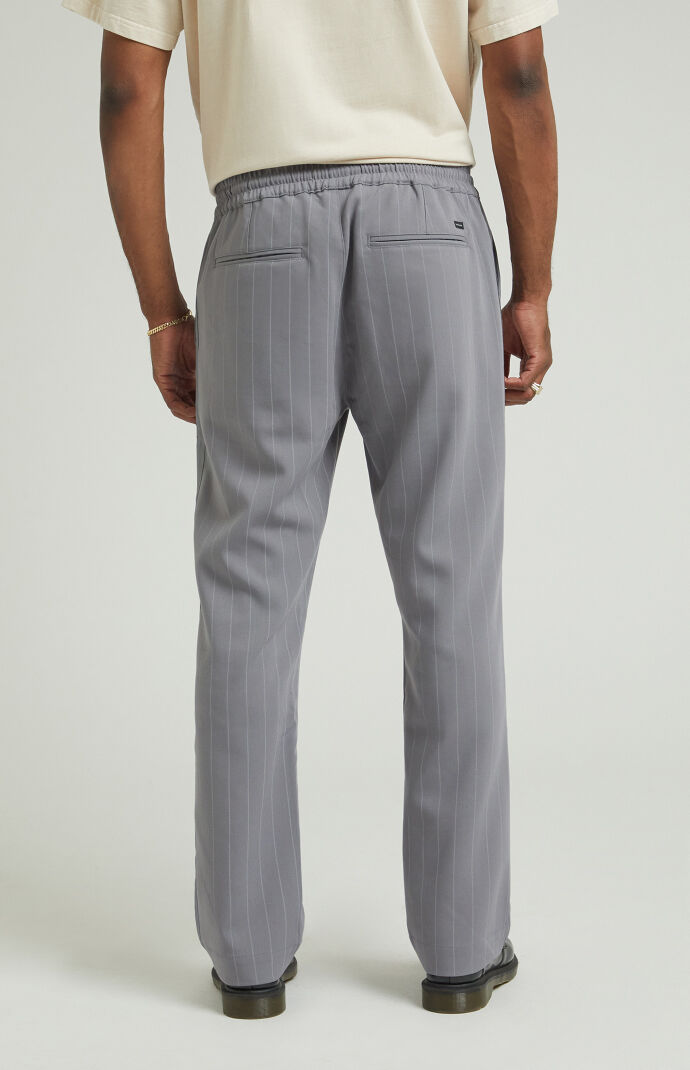 Pacsun Charcoal Pinstripe Liam Straight Trousers | Pacsun