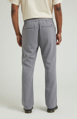 Charcoal Pinstripe Liam Straight Trousers image number 4