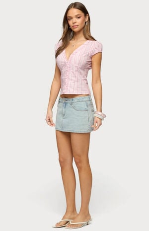 Georgia Ruffle Striped Button Up Top image number 4