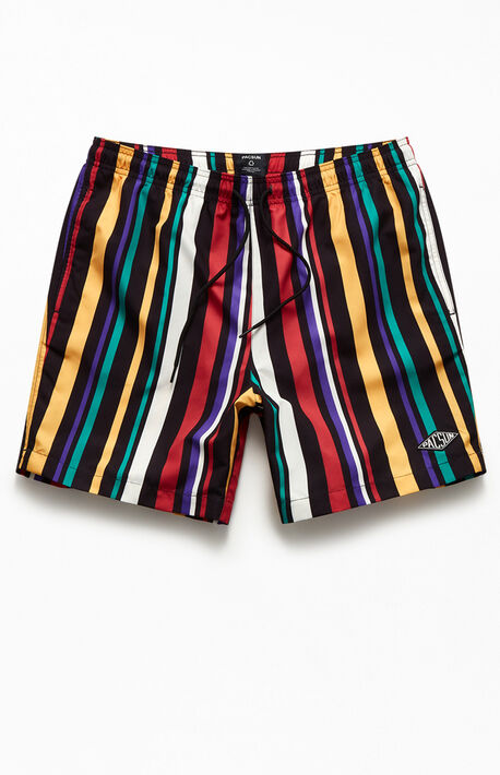 Eco Multi-Colored Striped 17" Swim Trunks