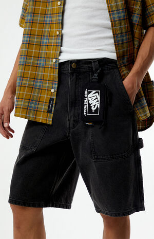 Black Utility Carpenter Baggy Denim Shorts image number 3