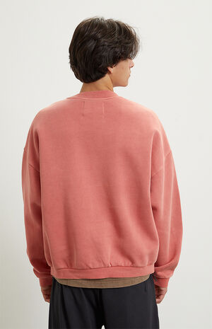 Red Vintage Wash Heavyweight Fleece Crew Neck Sweatshirt image number 4