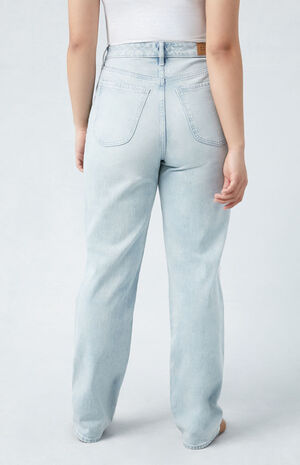 Eco Stretch Light Indigo Ripped Curve Dad Jeans image number 4