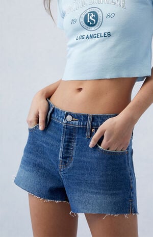 Eco Stretch Dark Indigo '70s Cutoff Denim Shorts image number 2