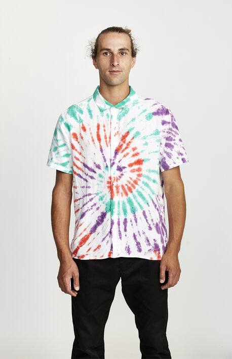 Tie-Dyed Freepoint Short Sleeve Button Up Shirt