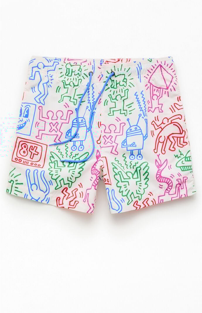 Ripple Junction Keith Haring AOP 4" Swim Trunks