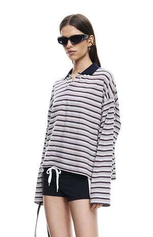 Black & Gray Striped Rebels Jersey Long Sleeve Top image number 2