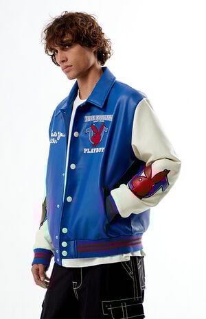x Playboy Faux Leather Varsity Jacket image number 3